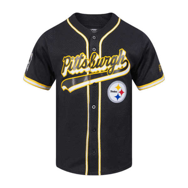 PITTSBURGH STEELERS PRO STANDARD SCRIPT TAIL MEN'S MESH BUTTON DOWN SHIRT - Image 2