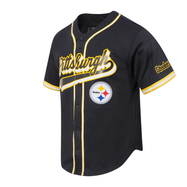 PITTSBURGH STEELERS PRO STANDARD SCRIPT TAIL MEN'S MESH BUTTON DOWN SHIRT - Image 3