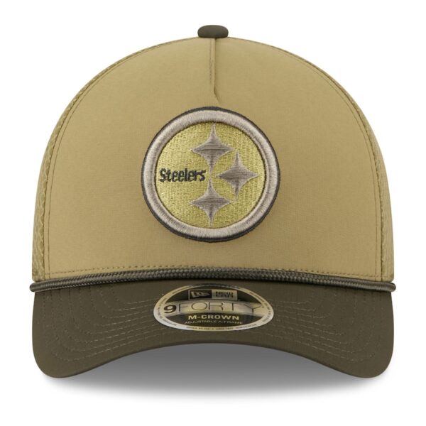 Pittsburgh Steelers New Era 2025 Salute to Service 9FORTY A-Frame M-Crown Adjustable Hat - Green - Image 3