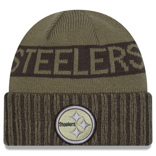 Pittsburgh Steelers New Era 2025 Salute to Service Cuffed Knit Hat - Dark Green