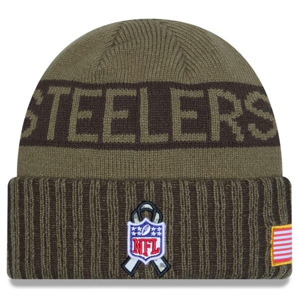 Pittsburgh Steelers New Era 2025 Salute to Service Cuffed Knit Hat - Dark Green - Image 3