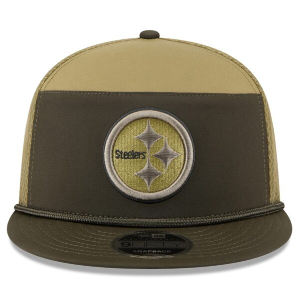 Pittsburgh Steelers New Era 2025 Salute to Service Split Panel 9FIFTY Snapback Hat - Dark Green - Image 3