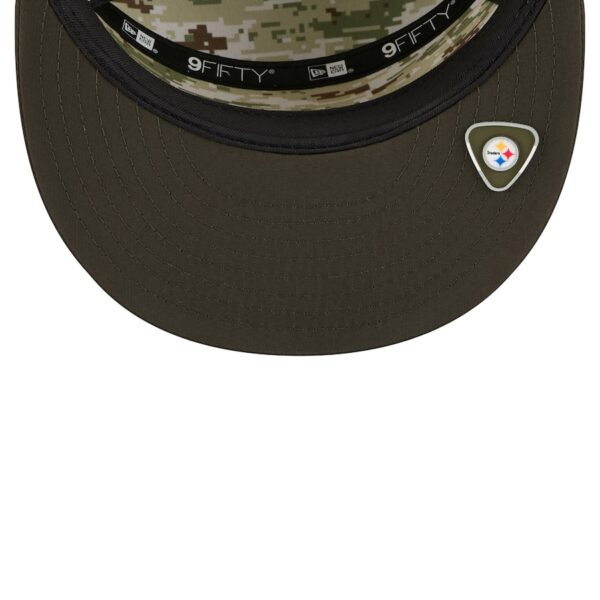 Pittsburgh Steelers New Era 2025 Salute to Service Split Panel 9FIFTY Snapback Hat - Dark Green - Image 6