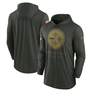 Pittsburgh Steelers Nike 2025 Salute to Service Sideline Dri-FIT Lightweight Hooded Pullover - Forest Green