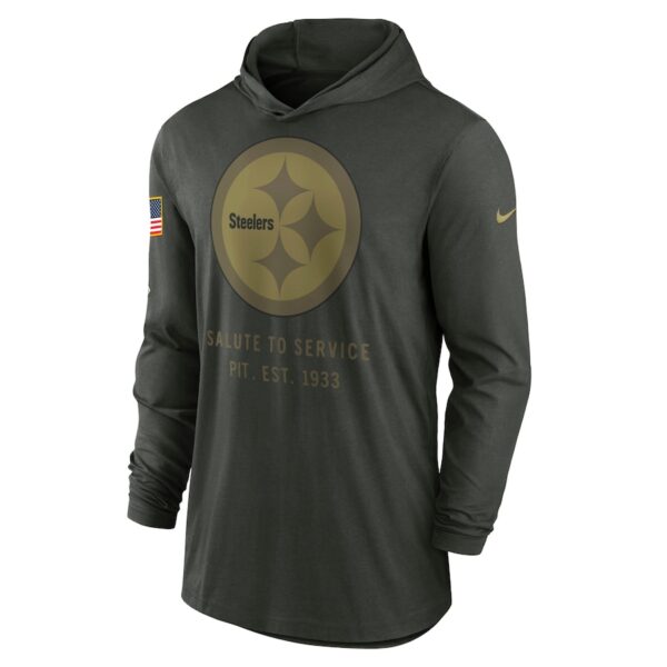 Pittsburgh Steelers Nike 2025 Salute to Service Sideline Dri-FIT Lightweight Hooded Pullover - Forest Green - Image 3
