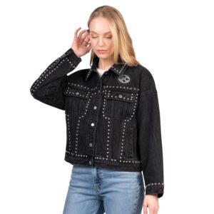 Pittsburgh Steelers G-III 4Her by Carl Banks Women's Pit Stop Crew II Full-Button Denim Jacket - Black