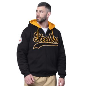 Pittsburgh Steelers Starter Big Shot Full-Zip Double Hoodie - Black