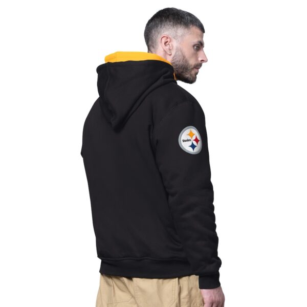 Pittsburgh Steelers Starter Big Shot Full-Zip Double Hoodie - Black - Image 3