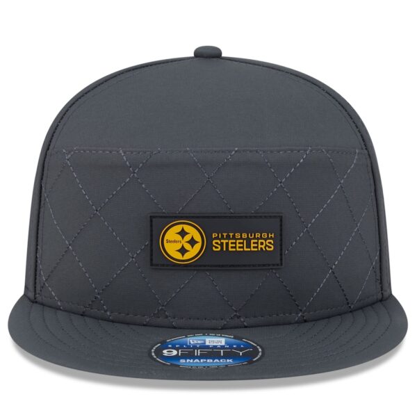 Pittsburgh Steelers New Era 2025 Sideline Cold Weather Split Panel 9FIFTY Snapback Hat - Charcoal - Image 3