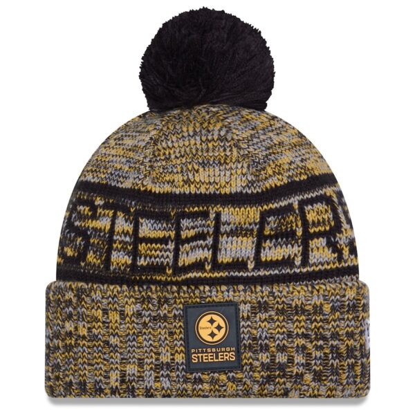 Pittsburgh Steelers New Era 2025 Sideline Cold Weather Cuffed Knit Hat with Pom - Gold - Image 2