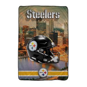 Pittsburgh Steelers Pegasus 66" x 95" Oversized Skyline Series Helmet Ultra Cozy Blanket