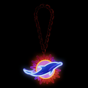Miami Dolphins Neon Light Up Big Logo Orange Chain