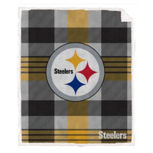 Pittsburgh Steelers Pegasus 60” x 70” Plaid Steel Ultra Cozy Sherpa Blanket
