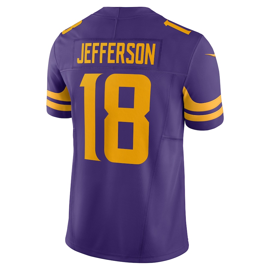 Nike Minnesota Vikings No18 Justin Jefferson Purple Men's Stitched NFL Limited Rush 100th Season Jersey