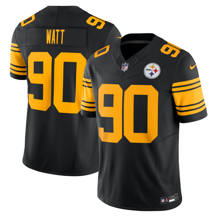Nike Pittsburgh Steelers No90 T. J. Watt Gray Static Men's Stitched NFL Vapor Untouchable Limited Jersey