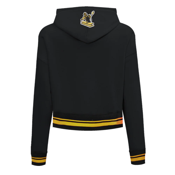 PITTSBURGH STEELERS BLK RETRO CLASSIC WOMEN'S CROPPED PULLOVER HOODIE - Image 4