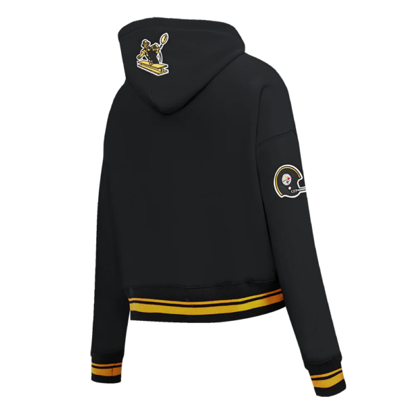 PITTSBURGH STEELERS BLK RETRO CLASSIC WOMEN'S CROPPED PULLOVER HOODIE - Image 5