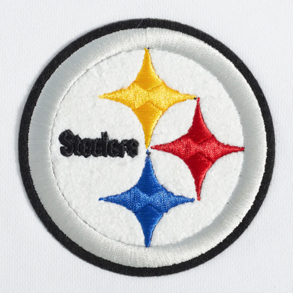 PITTSBURGH STEELERS WHITE CLASSIC WOMEN'S FLEECE CROPPED PULLOVER HOODIE - Image 6