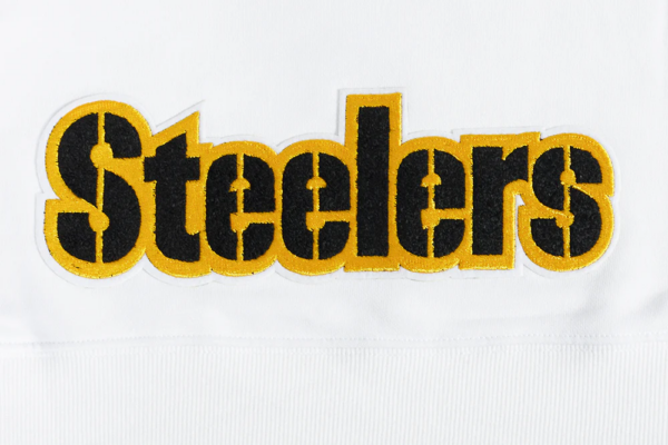 PITTSBURGH STEELERS WHITE CLASSIC WOMEN'S FLEECE CROPPED PULLOVER HOODIE - Image 8