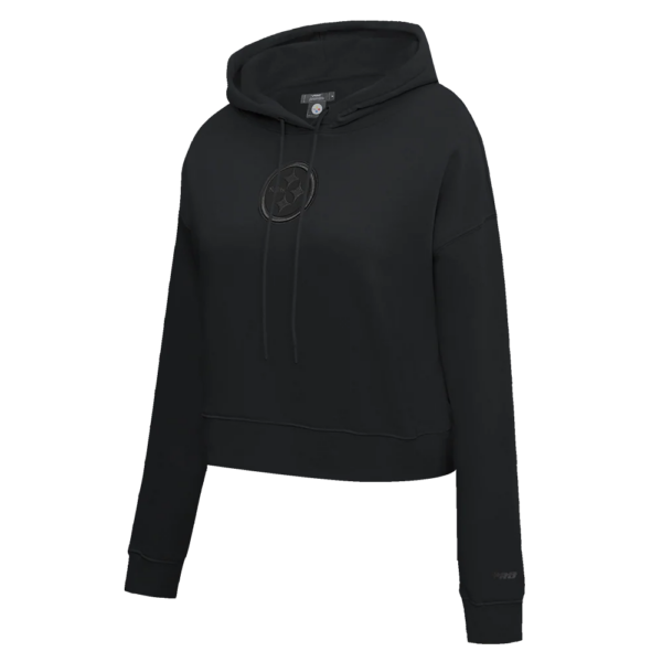 PITTSBURGH STEELERS BLK NEUTRAL CROPPED WOMEN'S PULLOVER HOODIE - Image 3