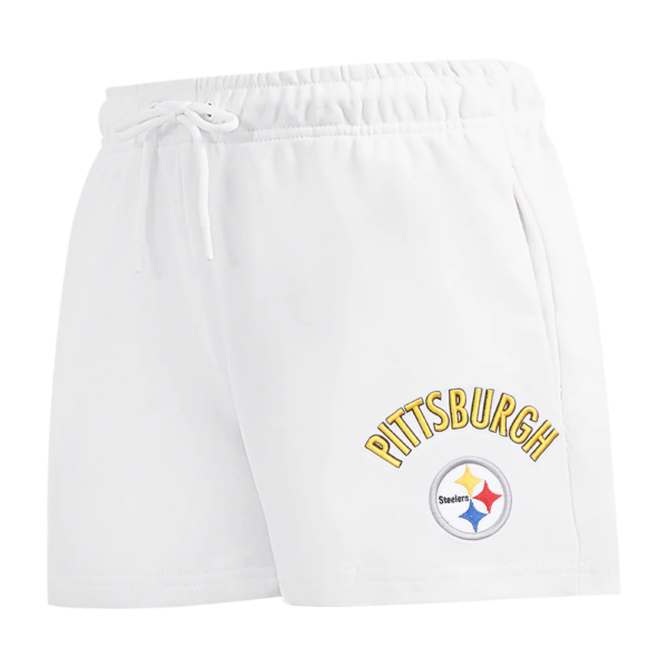 PITTSBURGH STEELERS PRO STANDARD WHITE CLASSIC WOMEN'S FLEECE SHORT - Image 2