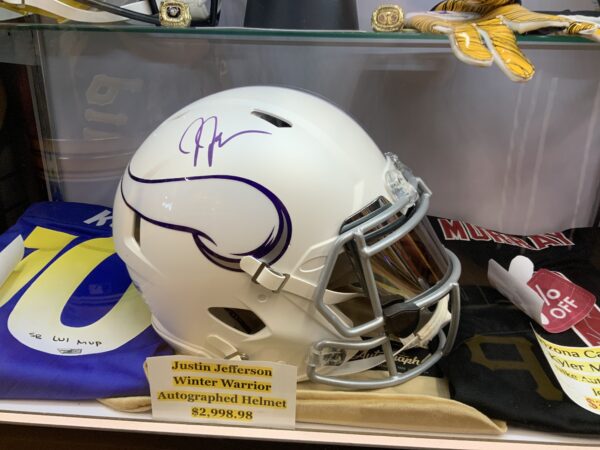 Justin Jefferson Autographed Vikings 2024 Alt. Speedflex Helmet W/ Visor Beckett